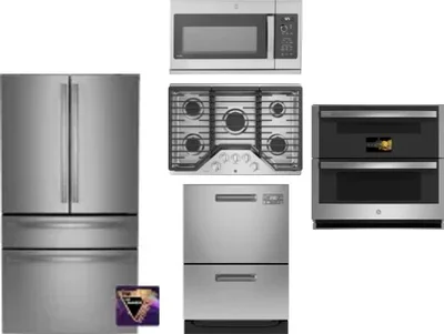 5 Piece Package Includes Refrigerator, Cooktop, Wall Oven, Microwave And Dishwasher